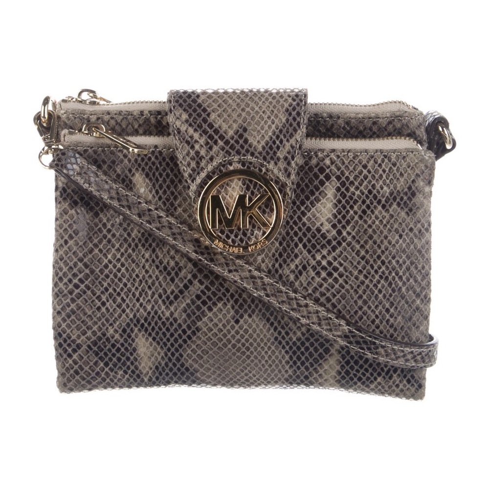 Michael Kors Snakeskin Texture Crossbody Double Pouch